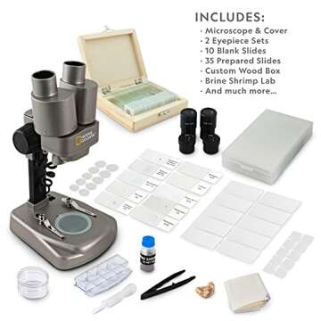 NATIONAL GEOGRAPHIC Kids Microscope Science Kit - Dual LED Microscope for Kids, Ultra Bright 20x & 5...