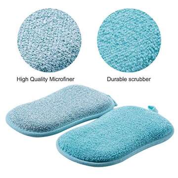 12 Pack Durable Scrub Scouring Sponge, Non-Scratch Microfiber Sponge Along with Heavy Duty Scouring ...