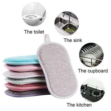 12 Pack Durable Scrub Scouring Sponge, Non-Scratch Microfiber Sponge Along with Heavy Duty Scouring Power, Effortless Cleaning of Dishes, Pots and Pans All at Once (Six Colors)