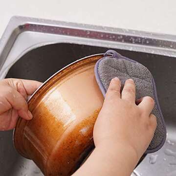 12 Pack Durable Scrub Scouring Sponge, Non-Scratch Microfiber Sponge Along with Heavy Duty Scouring Power, Effortless Cleaning of Dishes, Pots and Pans All at Once (Six Colors)