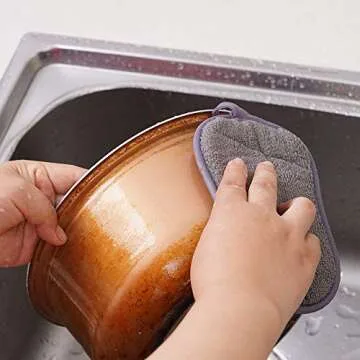 12 Pack Durable Scrub Scouring Sponge, Non-Scratch Microfiber Sponge Along with Heavy Duty Scouring Power, Effortless Cleaning of Dishes, Pots and Pans All at Once (Six Colors)