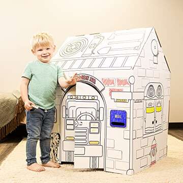 Easy Playhouse Police and Fire Station - Kids Art & Craft for Indoor & Outdoor Fun – Decorate & Pe...