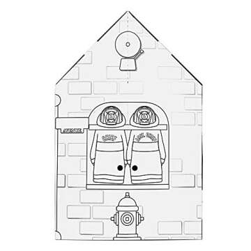 Easy Playhouse Police and Fire Station - Kids Art & Craft for Indoor & Outdoor Fun – Decorate & Personalize The Cardboard Fort, 32" X 26. 5" X 40. 5" - Made in USA, Age 3+ [Amazon Exclusive], white