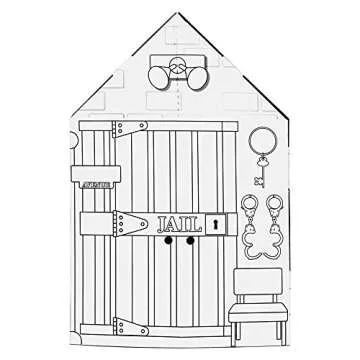 Easy Playhouse Police and Fire Station - Kids Art & Craft for Indoor & Outdoor Fun – Decorate & Personalize The Cardboard Fort, 32" X 26. 5" X 40. 5" - Made in USA, Age 3+ [Amazon Exclusive], white