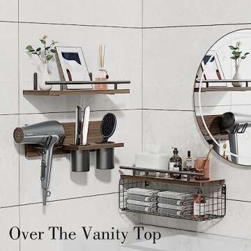 RoleDes Floating Shelves with Hair Dryer Holder