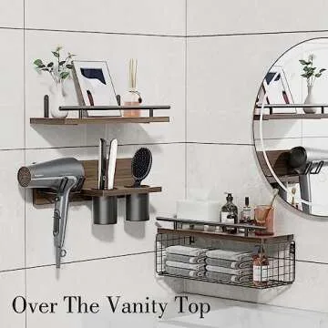 RoleDes Floating Shelves with Hair Dryer Holder