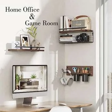 RoleDes Floating Shelves with Hair Dryer Holder