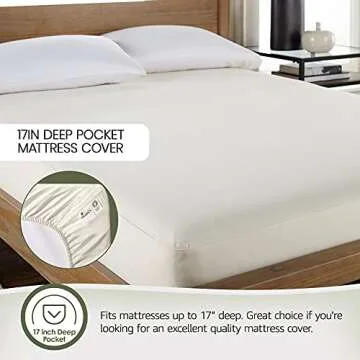 Organic Cotton, 100% Waterproof Mattress Protector Pad – Soft, Hypoallergenic, Breathable Bed Cover – GOTS & Fair-Trade Certified – 17 in. Deep, King Size Mattress Cover by Whisper Organics