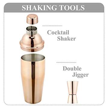 VG Cocktail Shaker Set with Acrylic Stand | 14 Pieces Mixology Bartender Kit | Bar Tools Set with All Bar Accessories for Dink Mixing, Beginers Home Bartending