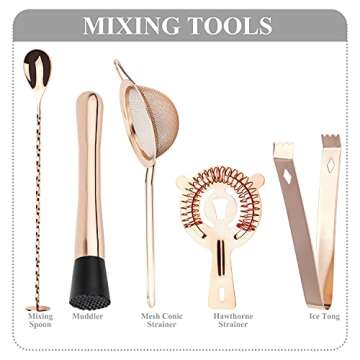 VG Cocktail Shaker Set with Acrylic Stand | 14 Pieces Mixology Bartender Kit | Bar Tools Set with All Bar Accessories for Dink Mixing, Beginers Home Bartending