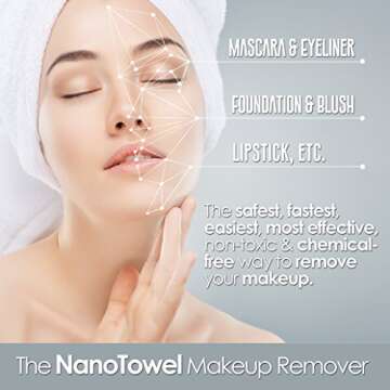 Nano Towel Makeup Remover Face Wash Cloth. Remove Cosmetics FAST and Chemical Free. Wipes Away Facia...