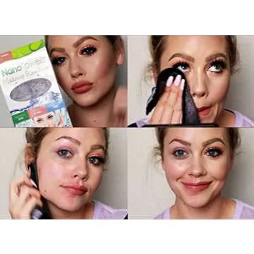 Nano Towel Makeup Remover Face Wash Cloth. Remove Cosmetics FAST and Chemical Free. Wipes Away Facial Dirt and Oil Like An Eraser. Great for Sensitive Skin, Acne, Exfoliating (Grey)