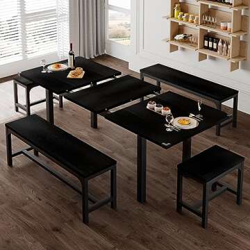 Feonase Extendable Dining Table Set for 4-8 People