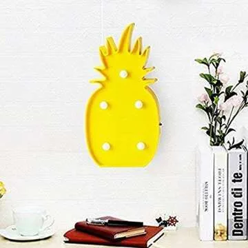 QiaoFei Pineapple Light,LED Cute Pineapple Night Table Lamp Light for Kids' Room Bedroom Gift Wall Party Holiday Home Decorations Yellow