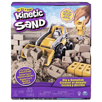 Kinetic Sand, Dig & Demolish Playset with 1lb Play Sand & Toy Truck, Sensory Toys for Kids Ages 3 an...