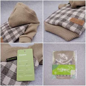 Fitwarm Tartan Plaid Dog Hoodie, Knitted Dog Clothes for Small Dogs Boy, Pet Sweatshirt, Knitted Sweater, Beige, Small