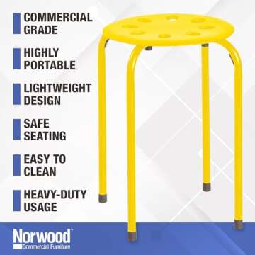 Norwood Commercial Furniture Stacking Stools for Kids and Adults, 17.75" Standard Height Portable Nesting Office and Classroom Stools, Assorted Color, Pack of 5