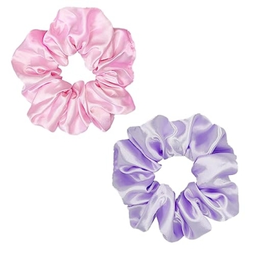 12 Pcs Satin Silk Hair Scrunchies in Red & Purple