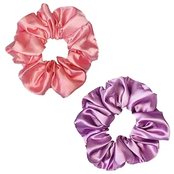 12 Pcs Satin Silk Hair Scrunchies in Red & Purple