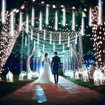 Kwaiffeo Christmas Lights Outdoor, 8 Tubes Meteor Shower Lights LED Snow Falling Icicle Cascading Li...