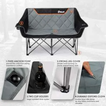 Sturdy Oversized Double Camping Chair for Ultimate Comfort