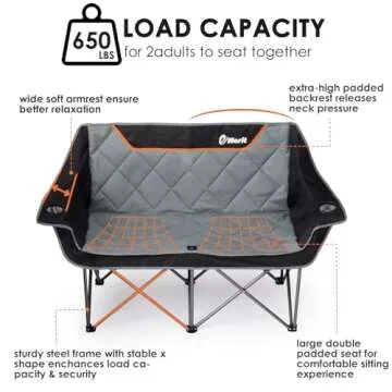 Sturdy Oversized Double Camping Chair for Ultimate Comfort