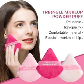 BS-MALL BS-MALL Triangle Powder Puff Face Makeup Sponge Soft Triangle Powder Puffs for Loose Powder Body Powder Cosmetic Foundation Sponge Pack of 7 (A-Pink)