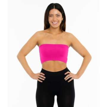 Malibu Sugar Women's Bandeau Tube Top Bras - Seamless Strapless Bra Tube Tops Comfortable and Versatile (One Size Fits Sizes XS-S)