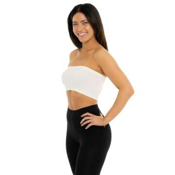 Malibu Sugar Women's Bandeau Tube Top Bras - Seamless Strapless Bra Tube Tops Comfortable and Versatile (One Size Fits Sizes XS-S)
