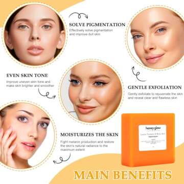 Nicgou Honey Glow Lemon Turmeric Kojic Soap Bar, Turmeric Soap Bar for Face ＆ Body，Natural Turmeric Handmade Soap for All Skin Types (2pcs)