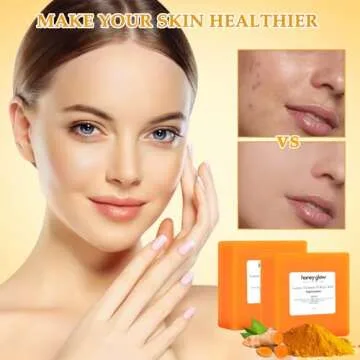 Nicgou Honey Glow Lemon Turmeric Kojic Soap Bar, Turmeric Soap Bar for Face ＆ Body，Natural Turmeric Handmade Soap for All Skin Types (2pcs)