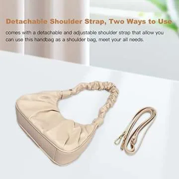 Classic Shoulder Bags for Women Cute Hobo Tote Mini Leather Handbag Clutch Purse Lightweight (Apricot)