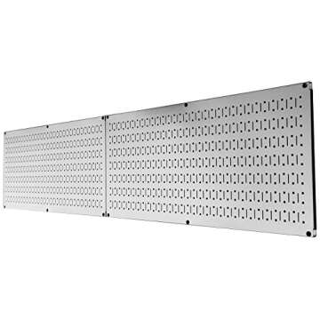 Wall Control Pegboard Rack Garage Storage Galvanized Steel Horizontal Peg Board Pack - Two 32-Inch x 16-Inch Shiny Metallic Metal WallBoard Tool Organization Panels