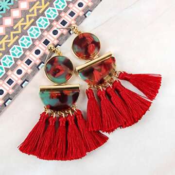 Bohemian Bead Dangle Tassel Earrings for Chic Style