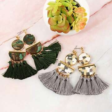 Bohemian Bead Dangle Tassel Earrings for Chic Style
