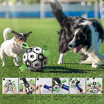 LOTMIAI Dog Soccer Ball Pet Toys Interactive Ball for Indoor Outdoor, Puppy Birthday Gifts Durable, Funny Dog Water Toy | Yard Game Toy to Keep Them Busy for Small Medium Dogs