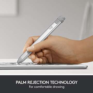 Logitech Crayon Digital Pencil for iPad Pro 12.9-Inch (5th, 6th Gen), 11-Inch (2nd, 3rd, 4th gen), iPad (7th, 8th, 9th and 10th Gen), iPad Air (3rd, 4th, 5th Gen), iOS 12.2 & Above - Grey