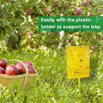 50 Sheets Yellow Sticky Traps, Fruit Fly Traps, for Indoor and Outdoor, Include Twist Ties and Plastic Holders