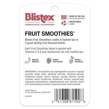 Blistex Fruit Smoothies Lip Protectant Assorted, 3 ct (Packaging May Vary)