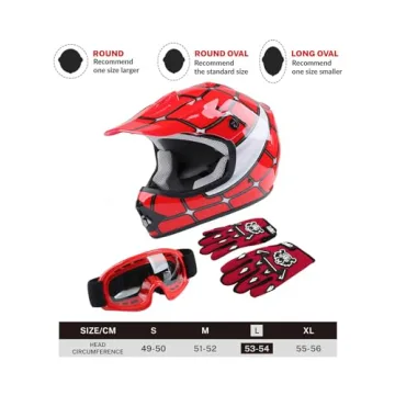 TCT-MOTORPARTS Kids Motorcycle Helmet with Gloves and Goggles