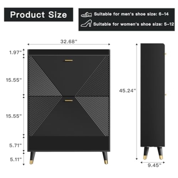 Howcool Shoe Cabinet with 2 Flip Drawers for 24 Pairs