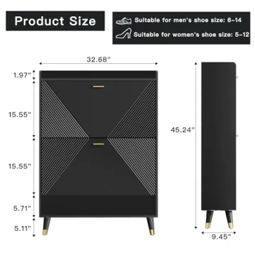 Howcool Shoe Cabinet with 2 Flip Drawers for 24 Pairs