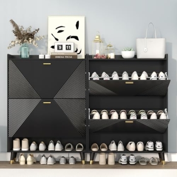 Howcool Shoe Cabinet with 2 Flip Drawers for 24 Pairs