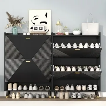 Howcool Shoe Cabinet with 2 Flip Drawers for 24 Pairs