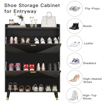 Howcool Shoe Cabinet with 2 Flip Drawers for 24 Pairs