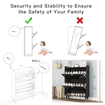 Howcool Shoe Cabinet with 2 Flip Drawers for 24 Pairs