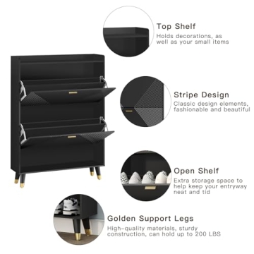 Howcool Shoe Cabinet with 2 Flip Drawers for 24 Pairs