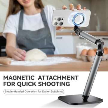 Premium Magnetic Phone Holder for Desk - 360° Adjustable Stand with Heavy Duty Base