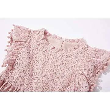 Niyage Toddler Girls Elegant Lace Pom Pom Flutter Sleeve Party Princess Dress Dusty Pink 110