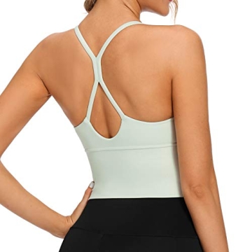 VIBOJOY Longline Strappy Padded Sports Bras Workout Running Tank Crop Tops Yoga Gym Fitness Activewe...